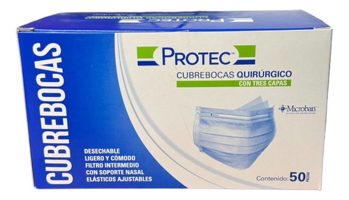 Cubrebocas Protec Tricapa 50 Piezas