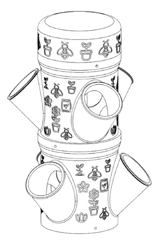 Torre Vertical Hidroponica Cultivo Sustentable Apilable 3 Cuerpos 9 Plantas