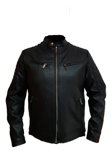 Campera Hombre Eco Cuero  Entallada Slim Motoquera Rockero