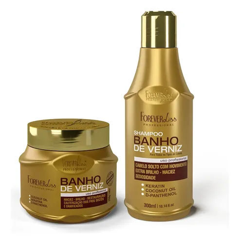 Kit Especial Banho de Verniz Forever Liss com Shampoo 300ml Máscara 250g