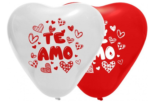 Paquete Globos Corazón Impreso - Te Amo Surtido X12 Unidades