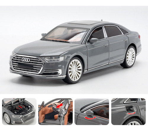 Audi A8 Limusina Miniatura Metal Coche Con Luz Y Sonido 1/24