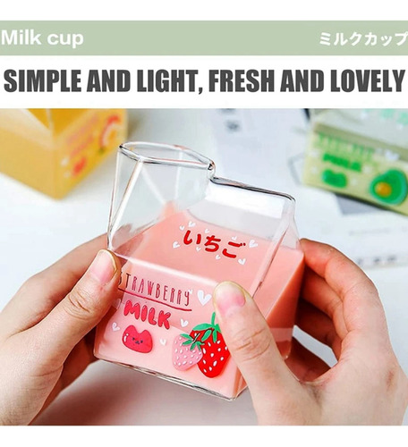 Vaso Cuadrado Kawaii De Vidrio De Cartón De Leche E2350 Ml R