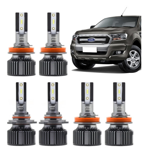 Kit Lampada Farol Led 12000lm Ford Ranger Xlt 2017 2018 2019