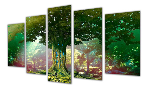 Cuadro 60x100cm Arbol De La Vida Verde En El Bosque Bello