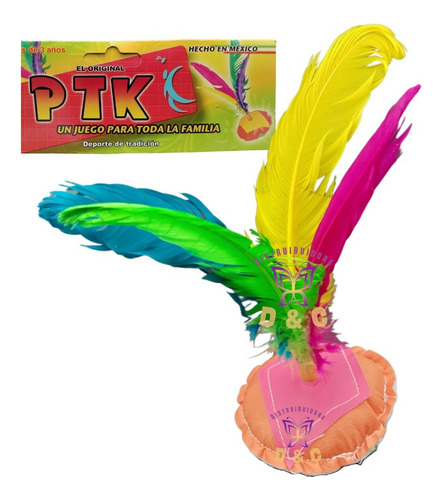 Juego Peteca Indiaca O Gallito 24 Cm Con Plumas Artesanal