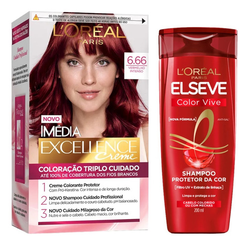 Shampoo Colorvive Elseve + Tinta De Cabelo Imédia Excellence