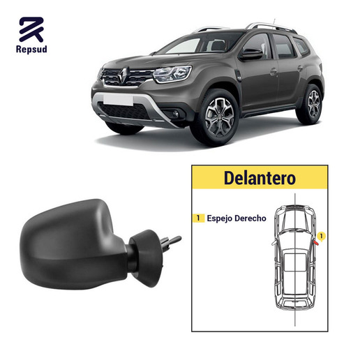 Espejo Derecho Renault Duster 12-19 Manual/ Negro