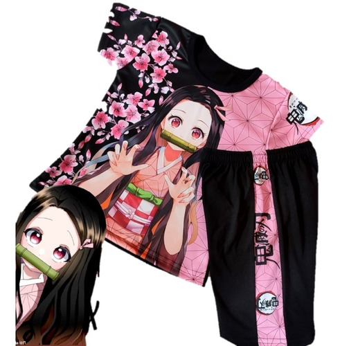 Playera Y Short Nezuko Shinobu Demon Slayer Niña Vacaciones