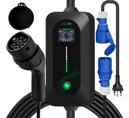 Carregador Carro Elétrico Portátil 7kw 32a Tipo 2 110-220v
