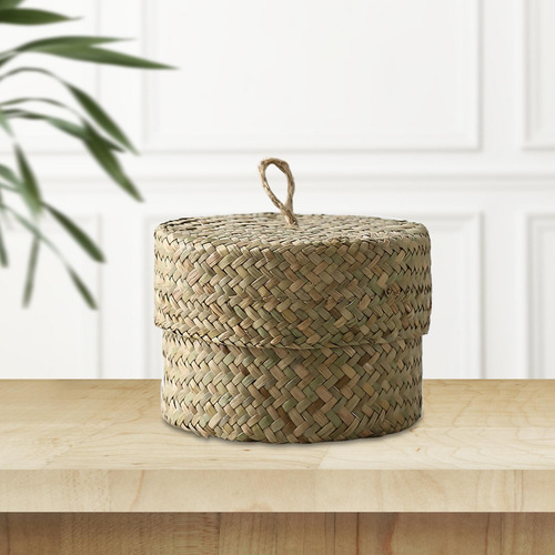 Cesta De Armazenamento Redonda Seagrass Container Caixa De