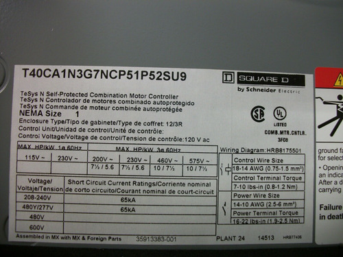 Square D Tesys N Self-protected Combo Motor Controller S Ddl