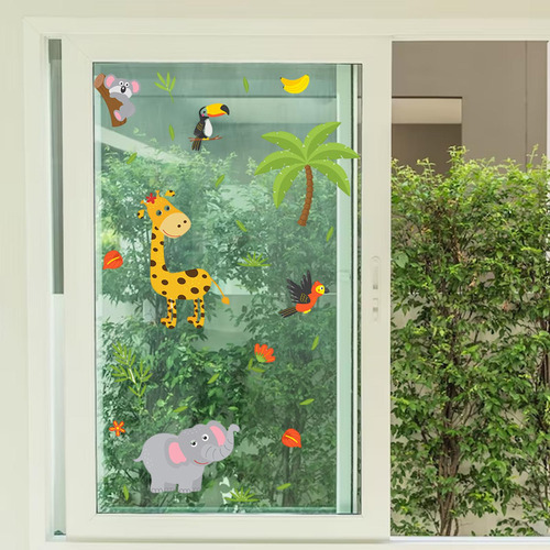 Animales De Dibujos Animados Ventana Se Aferra/calcomanías
