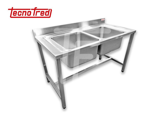 Mesada De Lavado Acero Inox 1400 C/ 2 Bachas 500x400x250 Mm.