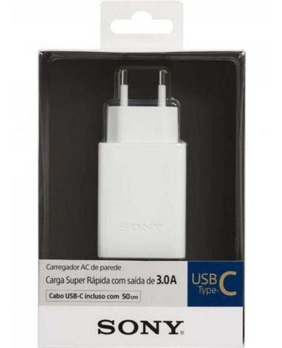 Carregador Usb Tipo C 3a Cp-ad3 Branco Sony