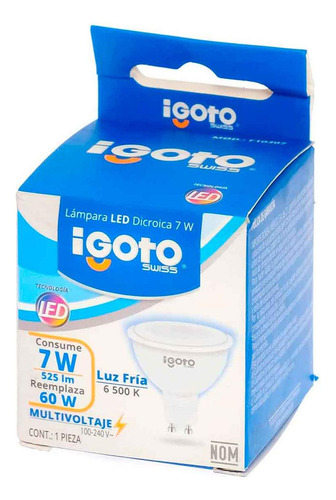 Foco Led Gu10 7w (60w) 6500k Luz Fria Igoto 3 Piezas