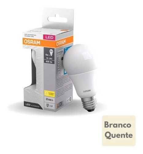 Imagem 1 de 2 de Kit 5 Lâmpada Led Bulbo 6w E27 Osram Bivolt 3 Anos Garantia