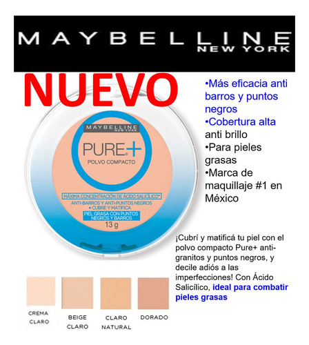Maquillaje En Polvo Pure + Maybelline 3 Pzas (Usado)