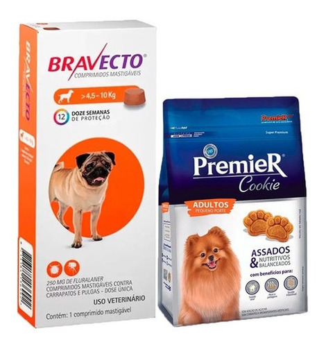 Bravecto Antipulgas Para Cães De 4,5 A 10kg + Biscoito 