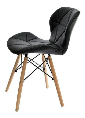 Imagen 2 de 5 de Silla Eames Gongga Pro Negra Base En Madera