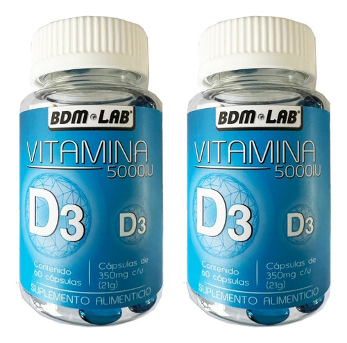 Vitamina D3 5000iu Bdm Lab Pack 120 Capsulas Fijador Calcio Sabor Sin Sabor