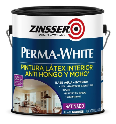 Imagen 1 de 8 de Pintura Latex Interior Perma-white Blanco Anti-moho 3.785l