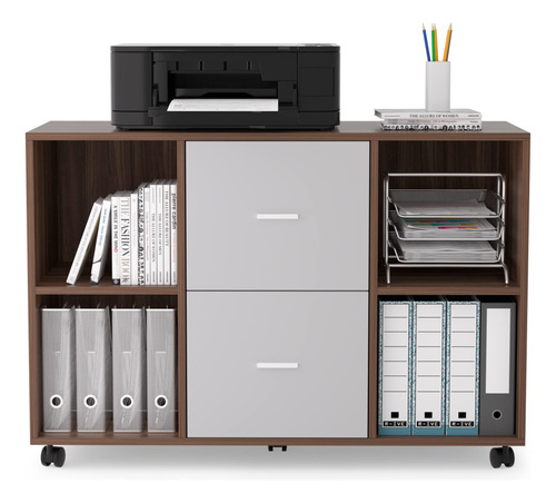 Ciatre Mobile Filing Cabinet With 2 Drawers And 4 Open