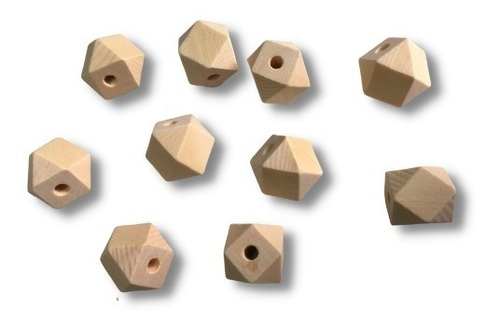Imagen 1 de 1 de Cuentas De Madera Octogonales De 15mms X10 Unidades