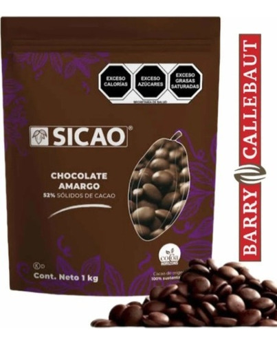 Chocolate Amargo Sicao 1 Kg Reposteria 51% Barry Callebaut