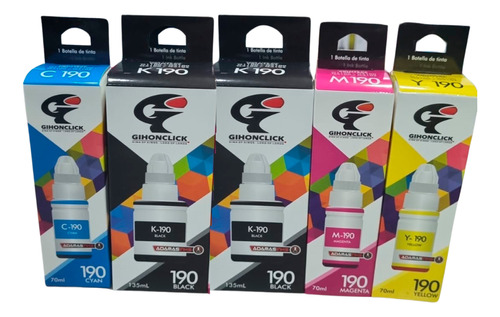 5 Tintas Gi190 Genéricas Para Canon G1110 G2110 G3110 G4110