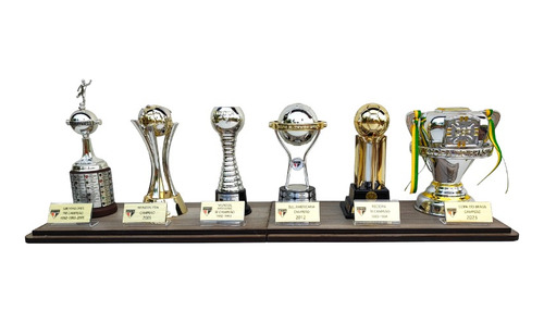 Kit 6 Troféus Miniatura 15cm São Paulo E Base De Madeira