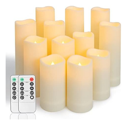 Juego De 12 Velas Parpadeantes Sin Llama, Funciona Con Pilas