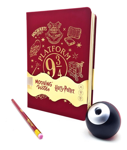 Combo Cuaderno Harry Potter A5 Tapa Dura Rayado Mooving
