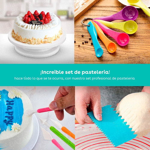 Imagen 3 de 10 de Set Repostería Plato Giratorio Kit Pasteleria Manga Picos