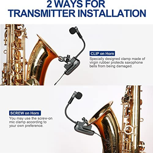 Sgpro Micrófono De Saxofón Condensador Inalámbrico Cuello De