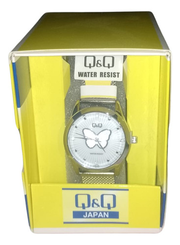 Reloj Q&q Plateado Mariposa