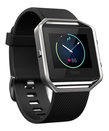 Smartwatch Fitbit Blaze 1.25" caja  plata, malla  negra de  elastómero flexible y acero inoxidable quirúrgico