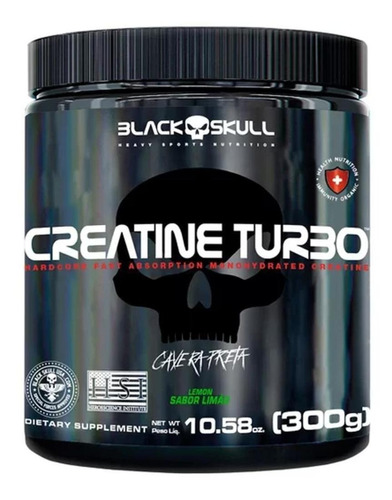 Creatine Turbo 300g Black Skull Limão - Força Muscular
