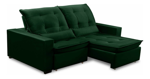 Sofa Retratil Rec 2 Lugares 1,90m Atlantis Veludo Verde