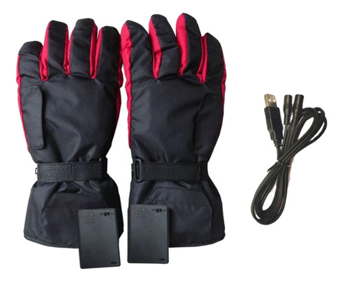 Guantes Eléctricos Calefactables Negro Funda Rojo