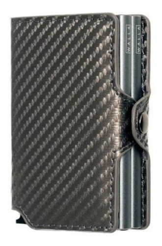 Imagen 2 de 4 de Billetera Walla Carbono Doble silver cuero y fibra de carbono