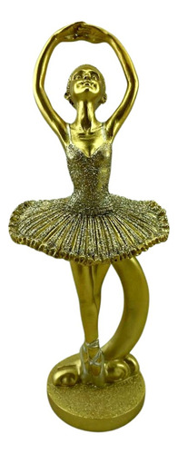 Figura Bailarina Danza + Luna 19cm Escultura Resina Zn Ct