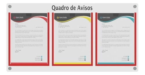 Quadro De Gestão Mdf C/3 Displays Verticais A4 Acrílico