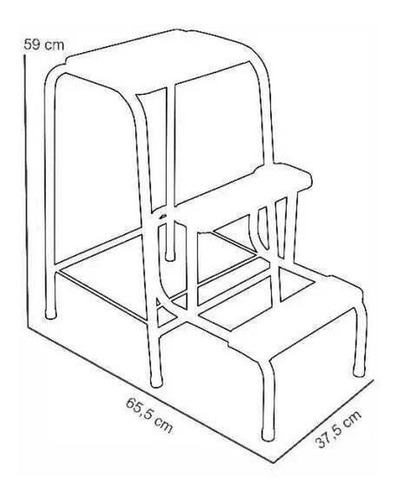 Banqueta Escada Dobrável Em Aço 3 Degraus Até 110 Kg Cor Branco