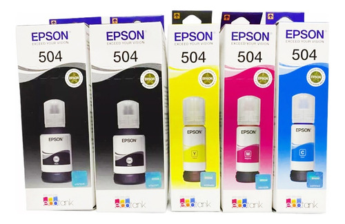 Combo X5u Tintas Originales Epson T504 L4150 L4160 En Caja U