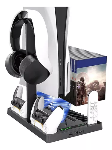 Klack Base de Refrigeración para PS5 con Soporte para Auriculares Cargador  y Organizador, PcCompone