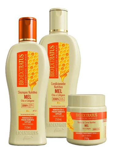Kit Mel Nutritivo Bio Extratus Cabelos 250ml 3itens