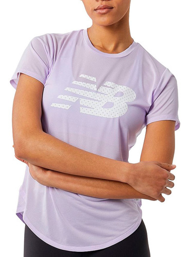 Remera New Balance Accelerate  Short Sleeve Lila De Dama