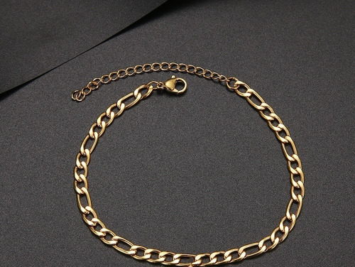 Imagem 4 de 4 de Corrente + Pulseira Banhado A Ouro Figaro Conjunto Qualidade