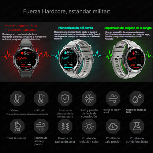 Gps Reloj Inteligente Hombre Brújula Bluetooth Contestar Llamada Amoled Smartwatch Ip69k Impermeable
